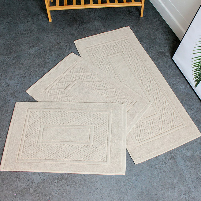 어메니티타올 클래식 호텔식 주방매트 + 욕실 발매트 3종 세트, 베이지, 1세트