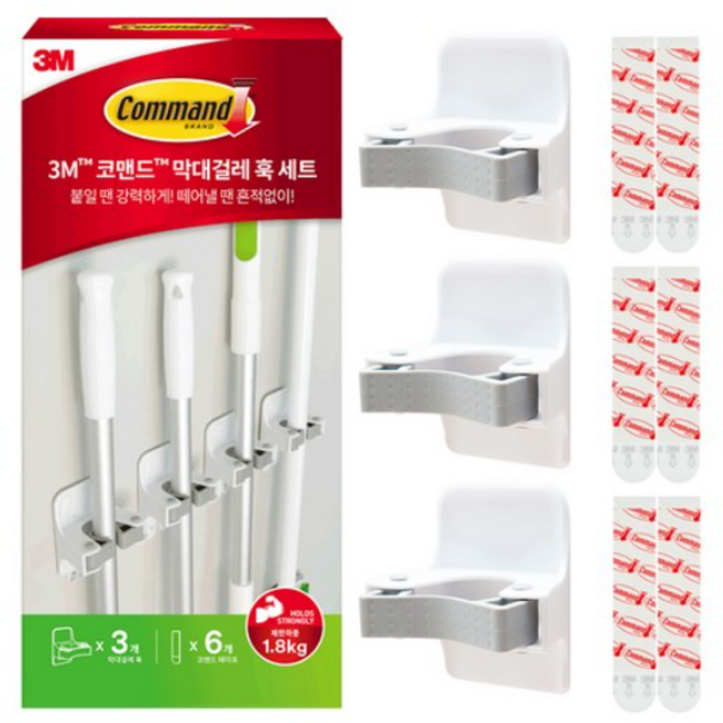 코맨드 쓰리엠 막대걸레 훅 3p + 테이프 6p, ALL BASIC, 1세트