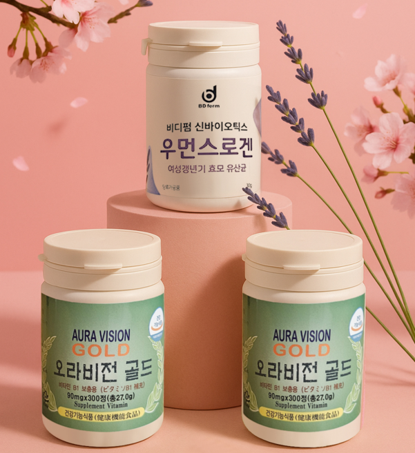 (주) 오라 우먼스로겐 & 오라비전골드 세트 여성 호르몬 갱년기 효모 유산균 [원산지:일본 오키나와], 1세트, 30회분