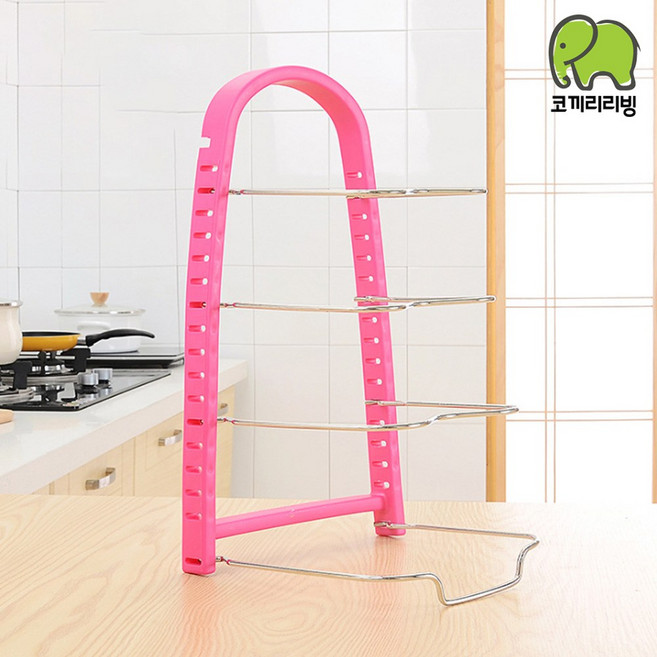 코끼리리빙 주방 다용도 후라이팬 정리 꽂이 EKF-4525, 핑크