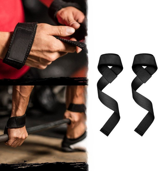 해피헤이븐 리프팅 헬스 스트랩 손목 그립 보호대, 1세트, 블랙