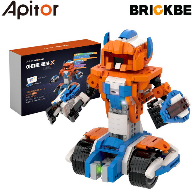 아피토 코딩로봇 브릭비 AP로봇X 선물 초등학생 장난감 생일선물 레고 호환 코딩교육, 1개