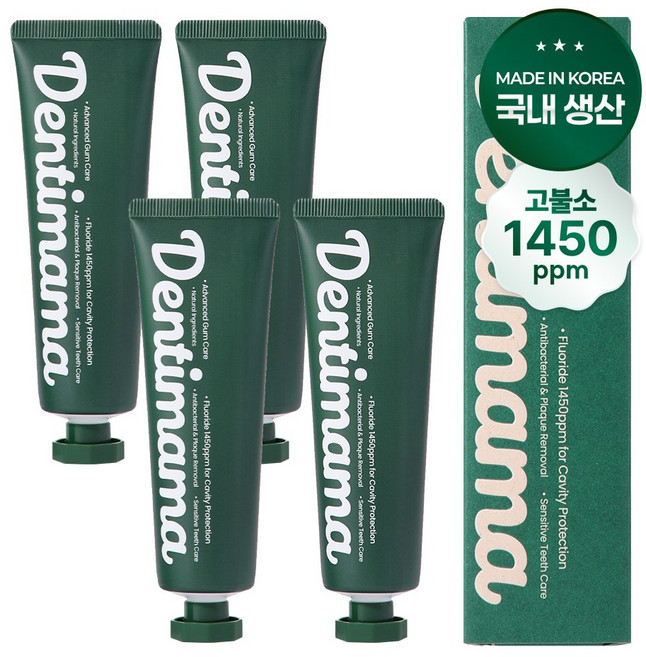 덴티마마 토탈케어 치약 1450 고불소 충치 구취케어, 4개, 110g