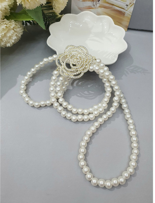 레몬트리 190 로즈 플라워포인트 롱 진주목걸이*기프트박스