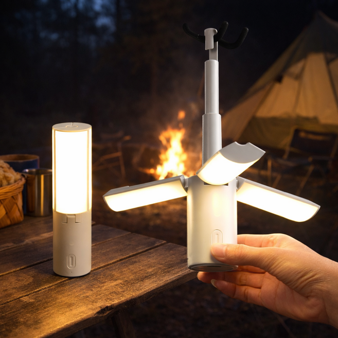 다기능 접이식 캠핑 랜턴 LED 감성 조명 휴대용 걸이형 무드등 야외 캠핑용 실내 조명, 화이트, 1개