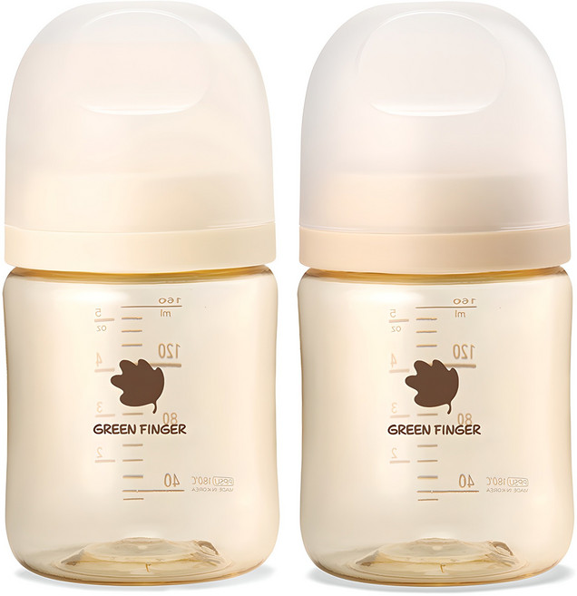 베베그로우 PPSU 노꼭지 젖병 트윈팩, 크림 + 베이지, 160ml, 1세트