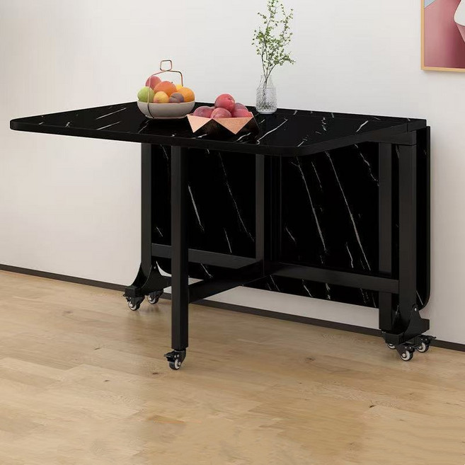 TixPra 가정용 거실 접이식 식탁 휴대용 다용도 4-6인 접이식 식탁, 블랙, 6인용