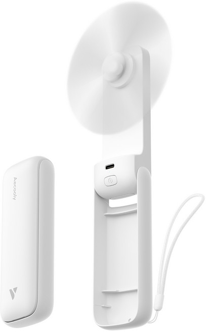 Aecooly 3in1 초미니 휴대용 손선풍기 접이식 슬림핏 탁상용 선풍기, 화이트, Pocket 01, 1개