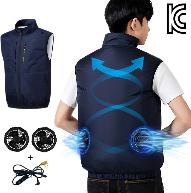 [KC인증] 강력 냉풍 아이스 선풍기 조끼 / 쿨링 에어컨 작업복 (등산/낚시/야외용)