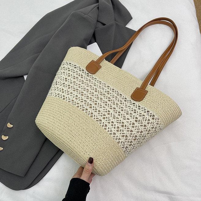 에쥬아 라탄 숄더백 가을 캐주얼 숄더백 휴양지 토트백