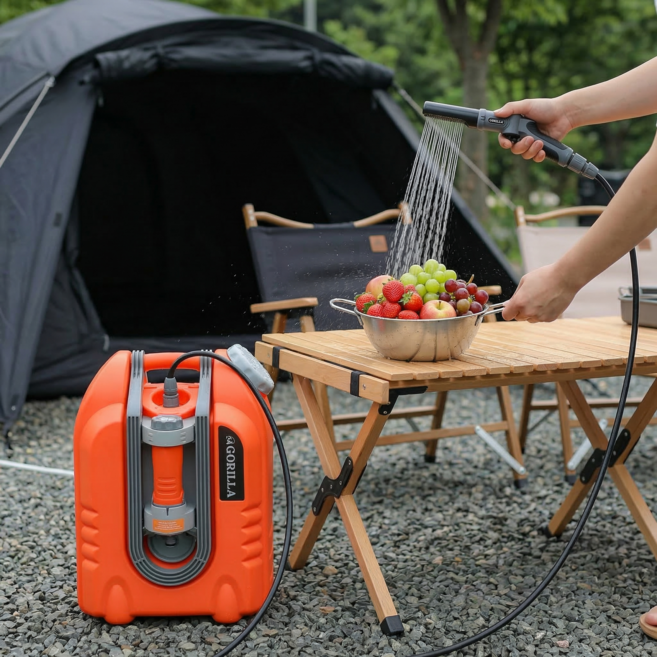 고릴라 휴대용 20L 무선 캠핑 샤워기 야외 간이 이동식 샤워팩 GO12PWB, 1개