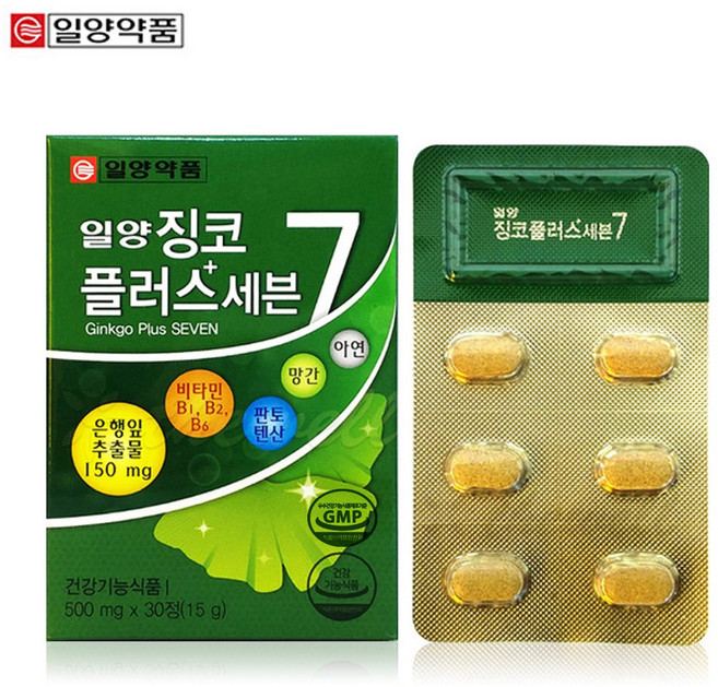 일양약품 징코플러스 은행잎추출물 기억력 혈행개선, 30정, 1개