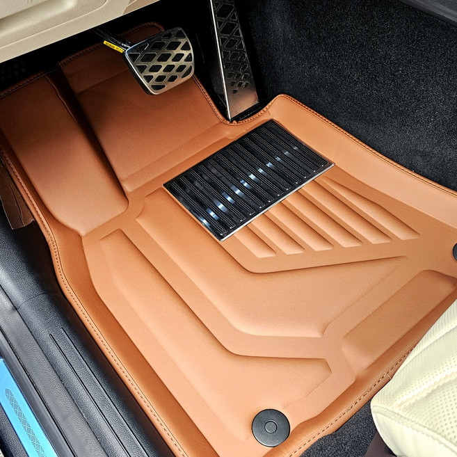 제네시스 G80 GV80 GV70 전용 바닥매트 X1 매트 1열+2열 인조가죽XPE 3D매트, 브라운, GV80 7인승