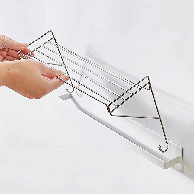 다다브로 무타공 수건걸이 수건거치 304 선반 거치대, 1개, 실버