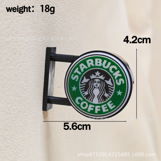 미니 냉장고 자석 마그넷 간판 미니어쳐 인테리어 소품 조명 장식, 스타벅스