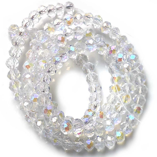 Bead 크리스탈 4mm 론델비즈 한세트 2줄 컬러선택, 투명오로라