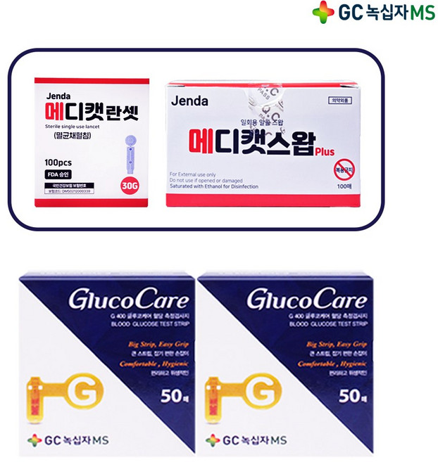 글루코케어 혈당시험지, 2개, 상세 설명 참조
