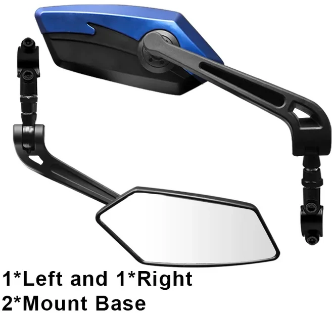 자전거 핸들 바 반사경 후면보기 미러 마운틴 MTB 전기 스쿠터 광범위한 사이클링 조절 가능한 각도 거울, 02 set blue, 1개