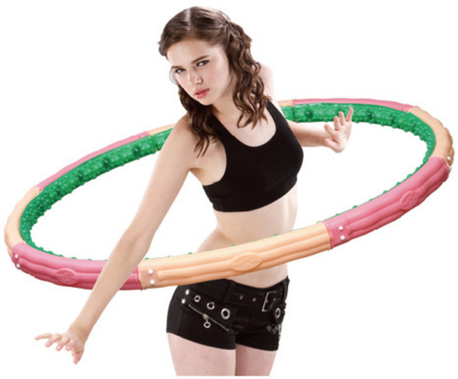신년 이벤트헬스 후프 3.1 (홈헬스 홈트레이닝 훌라후프 다이어트 뱃살 홈트 운동기구 후푸 뱃살다이어트 핼스), 그린 / 핑크, 1개, 3.1kg