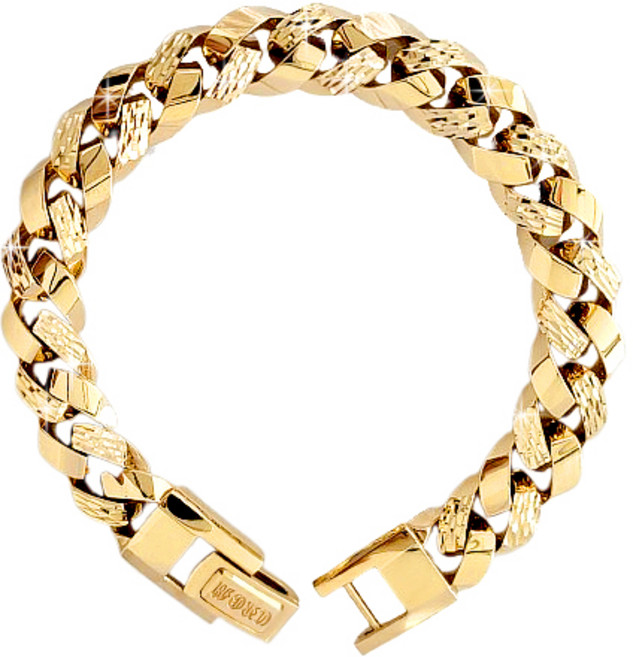 14K 18K 볼륨있는 팔각 컷팅 커브 체인 금팔찌 남자팔지 여자팔찌 커플팔찌 추천