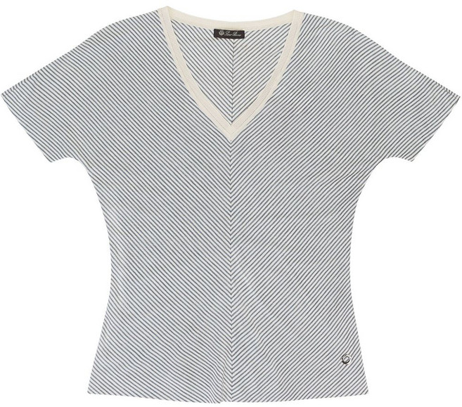 로로피아나 스트라이프 실크 티셔츠