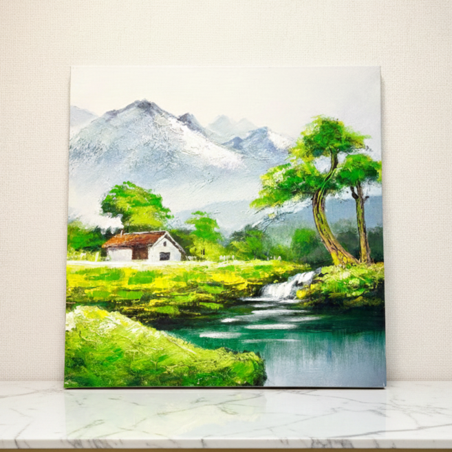 부자되는 건강운 재물운 산수화그림 소나무그림 폭포액자 풍수그림, 캔버스액자