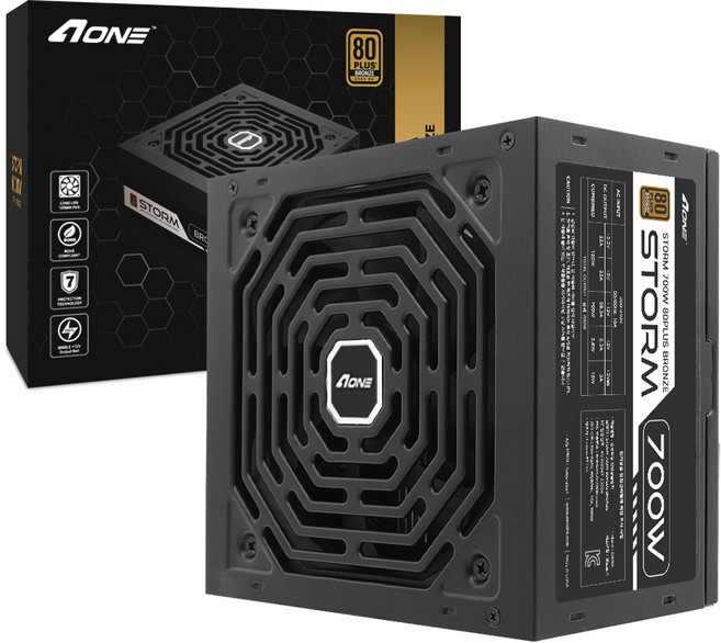 AONE 스톰 700W 80PLUS 브론즈 블랙 PC 파워서플라이 컴퓨터 전원, 1개