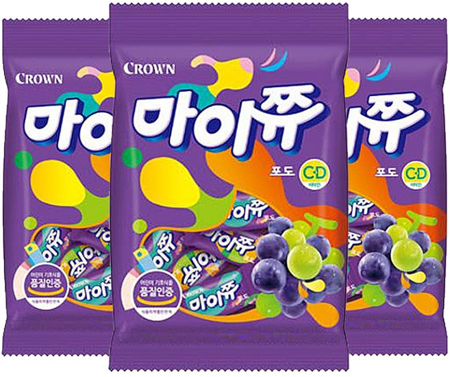 크라운 마이쮸 포도 필로우 72g x3봉/ 마이쥬, 3개