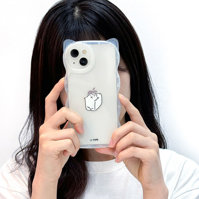 캣 웨이브 고양이귀 망한고양이 투명 핸드폰 케이스