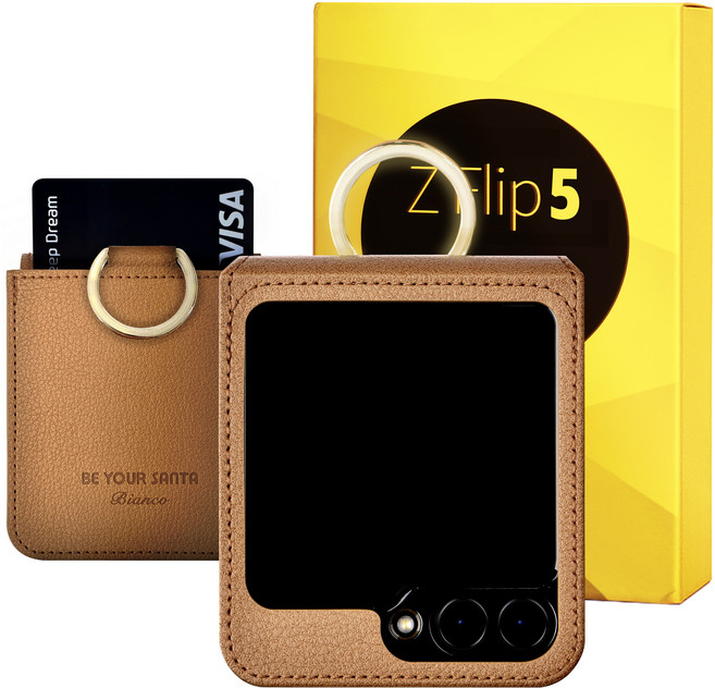 비유어산타 갤럭시 Z플립5 케이스 이태리 비건 가죽 힌지보호 카드 수납 링 지플립5 보스코(카드포켓3개) 비앙코(카드포켓1개)