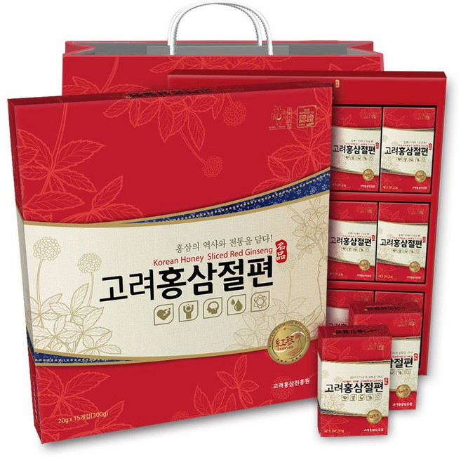 고려홍삼진흥원 홍삼절편 선물세트 15개입 + 쇼핑백, 300g, 2개