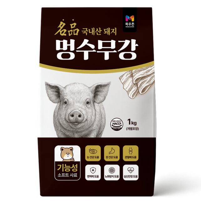 목우촌 펫 멍수무강 기능성 소프트 사료 전연령, 1개, 1kg, 돼지