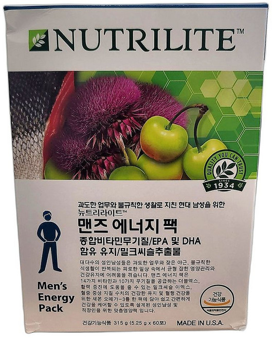 종합 영양제 멀티비타민 피로 회복 에너지 보충 면역력 강화 건강식품 60포 1개, 60정