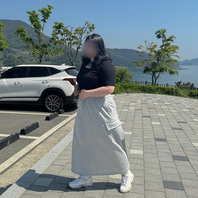 팔땡 빅사이즈 ~4XL 듀몽 카고 와이드 롱스커트 건빵 치마 쭈리 면 트레이닝 스커트