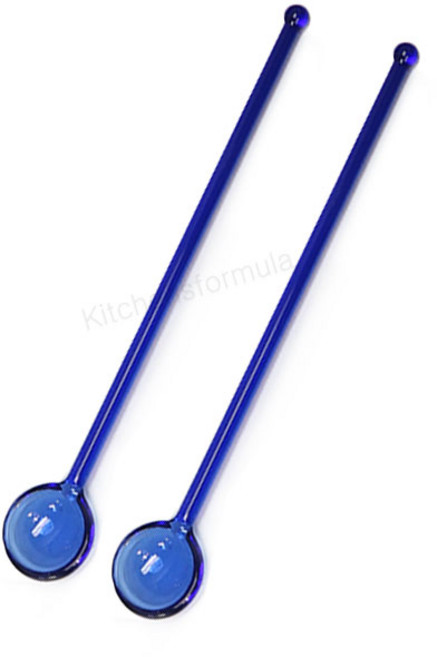 Bestra 홈카페 원형 롱 유리머들러, 원형 블루, 2개