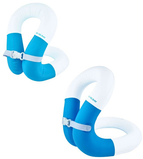 코지로움 물놀이 부력보조복 구명조끼 아동 유아 성인 썸머홀리데이 넥튜브 25 50 80 2개 세트, 블루+블루