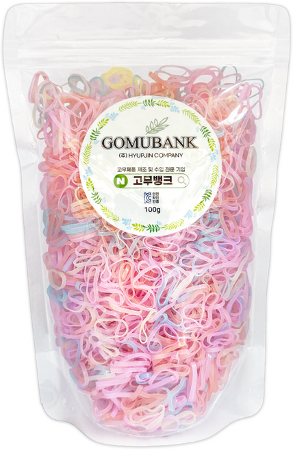 고무뱅크 대용량 머리끈 100g 머리고무줄+꼬리빗