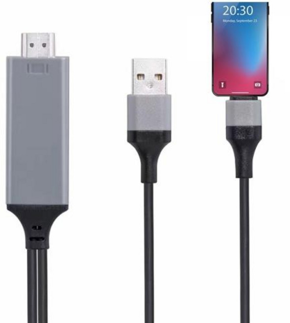 아이폰용 1080P HDTV 케이블 TV 디지털 AV 어댑터 HDMI 호환 케이블 아이폰 8 7 8 plusX XR XS 11 아이패드 미니 에어 프로용, 1개