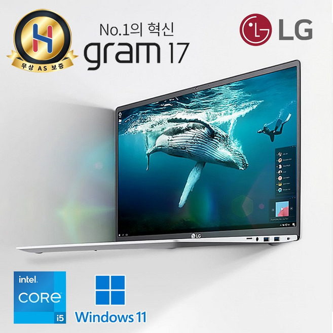 LG전자 그램 17인치 큰 대화면 화이트 노트북 WQXGA 초고해상도 C타입충전가능 우측 넘버키패드 탑재, 17Z95N, WIN11 Home, 8GB, 1TB, 스노우화이트