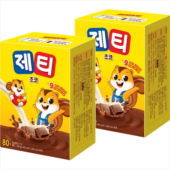 제티 초코맛 코코아분말, 17g, 80개입, 2개