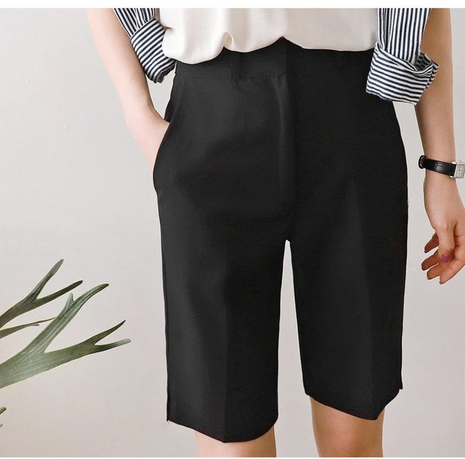 모노모어 여름용 모던5부반바지 스판바지 슬랙스 버뮤다팬츠 데일리반바지