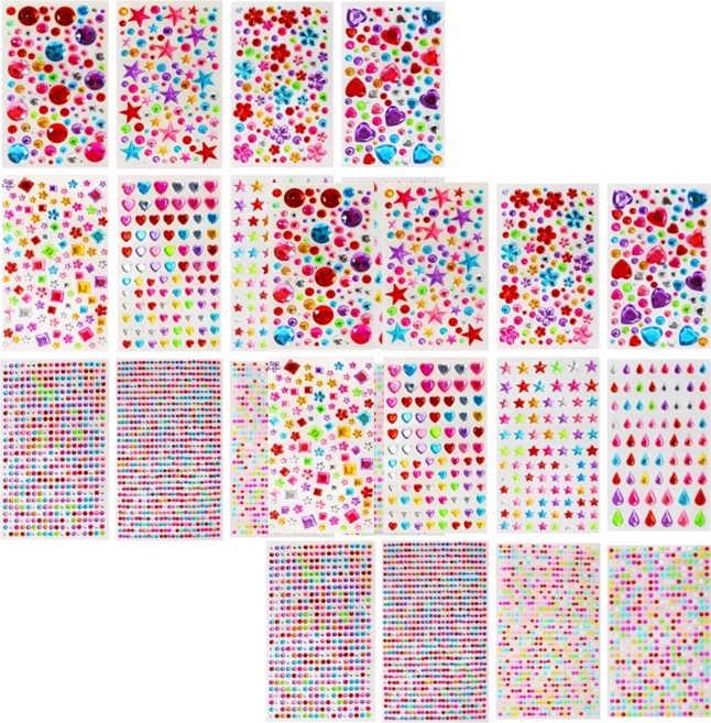 스노벨 큐빅 다이어몬드 보석 스티커, 2세트, 혼합(S2718) 3228PCS