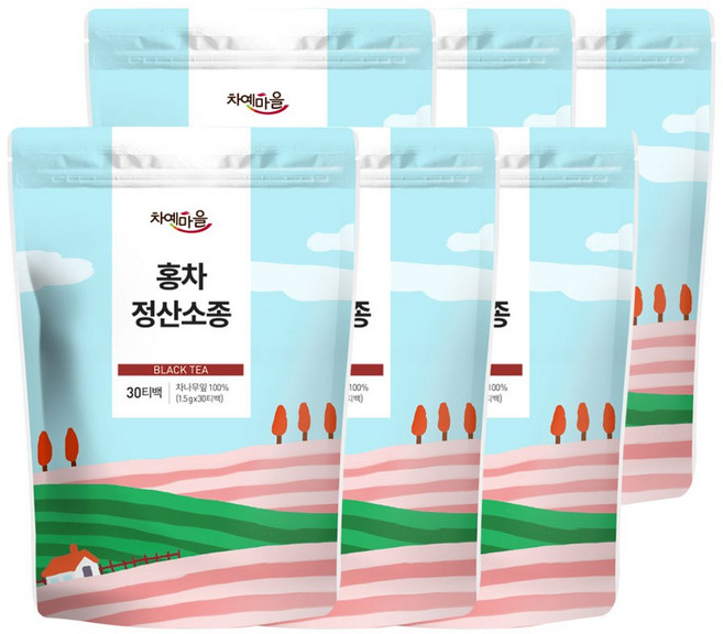차예마을 정산소종(비훈연) 홍차 30티백, 6개, 30개입, 1.5g
