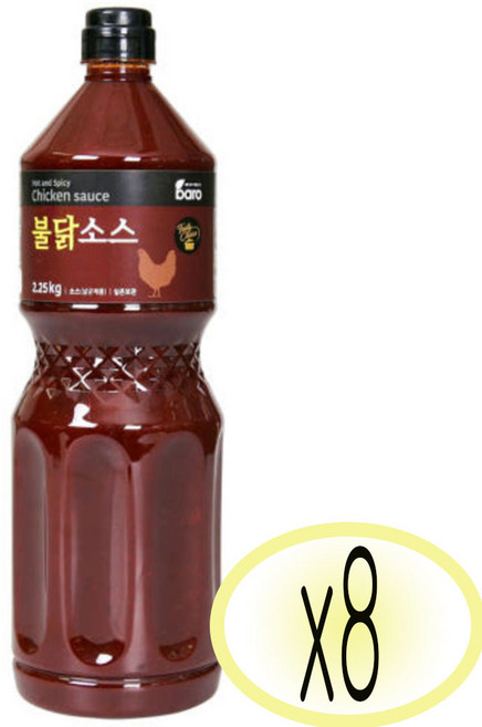 바로 불닭소스 2.25kg 1BOX(8EA) 닭발 불닭발 불향 매운 불소스 불맛 양념 치킨 업소용 대용량, 8개