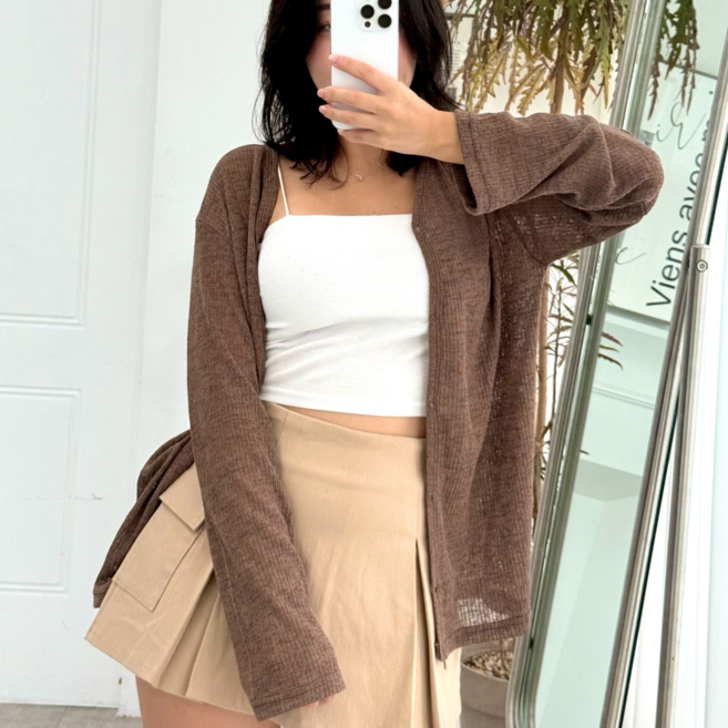 누보마켓 날씬해보이는 여성 여름 간절기 얇은 브이넥 가디건