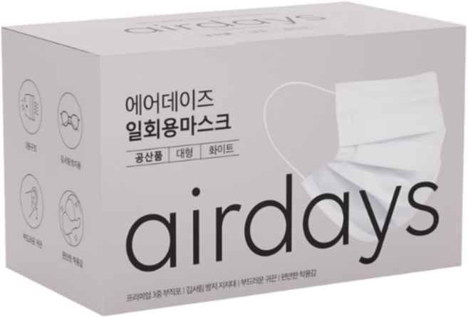에어데이즈 국산 일회용 덴탈마스크 100매, 2개, 50개입