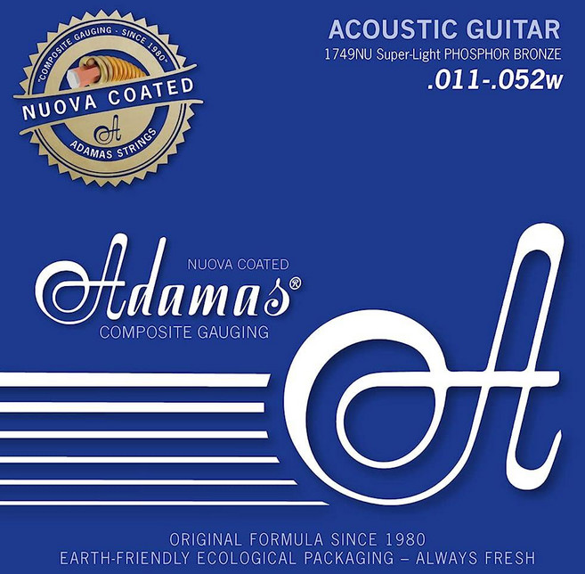 Adamas 어쿠스틱 기타 스트링 Nuova 인청동 코팅 클래식 기타용 (프리미엄 싱글 높은 구리 친환경 포장), 1개