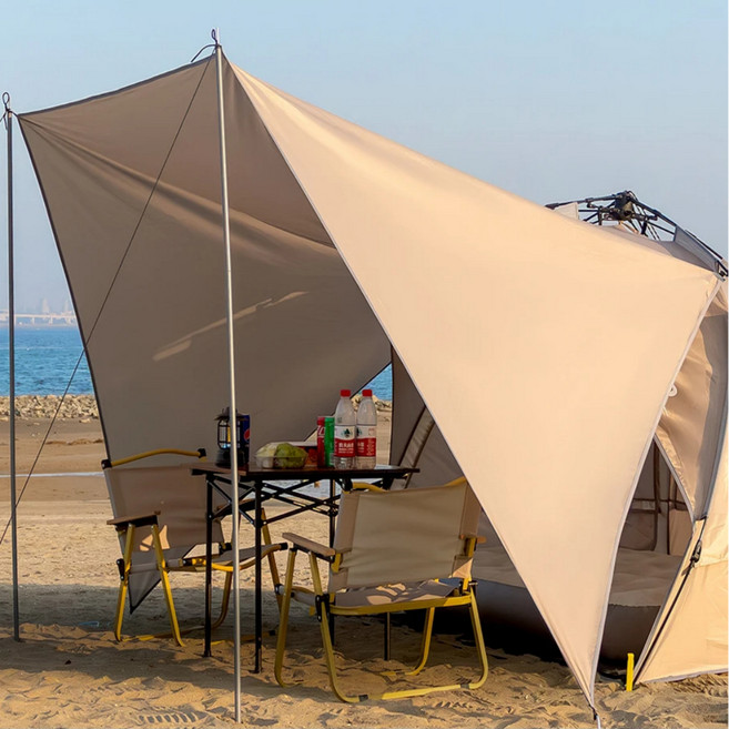 콜미리마 소형 바람막이 한강 해변 그늘막 방수 팝업 원터치 낚시 텐트 파라솔, 캐노피-블랙