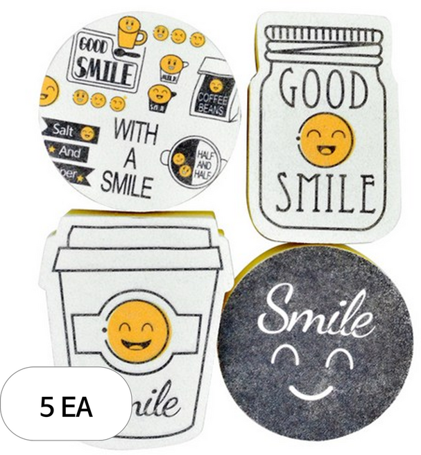 구디푸디 스마일 수세미 4종 세트 스펀지, 5세트