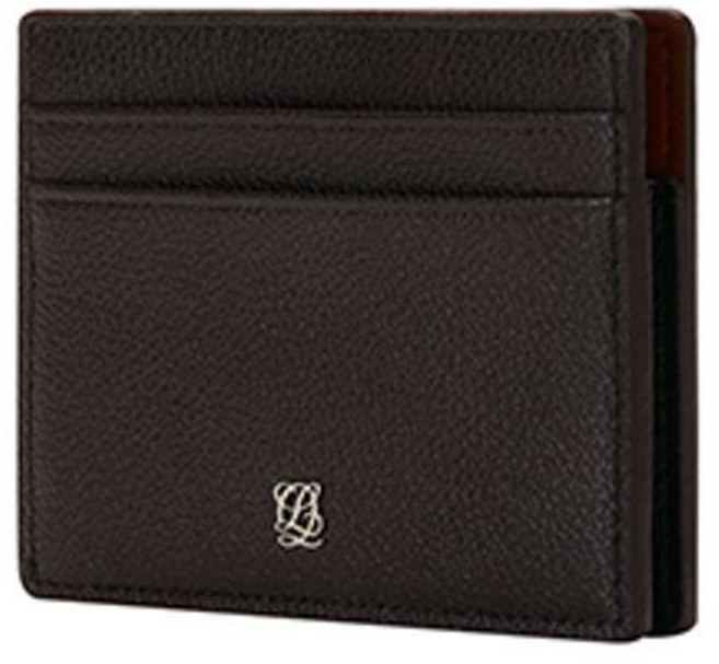 루이까또즈 남성 브라운 가죽 명함 카드 지폐 수납 2단 반지갑